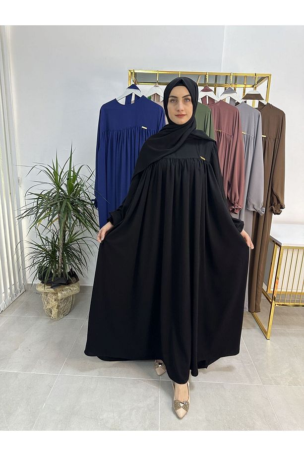 Şallı Ve Üsten Robalı,Kemerli Elbise Takım .Hijap ,Abaya (Hac Ve Umre Için Uygundur) siyah - 1
