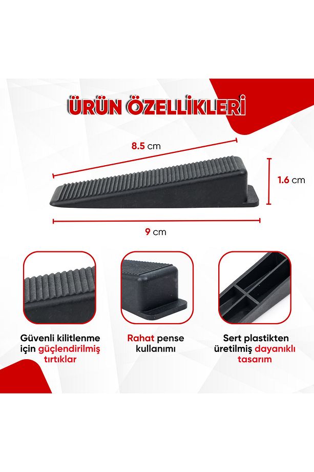 Fayans Seramik Seviye Tespit Derz Artısı Derz Klips Sabitleme Takozu 100 Adet - 7