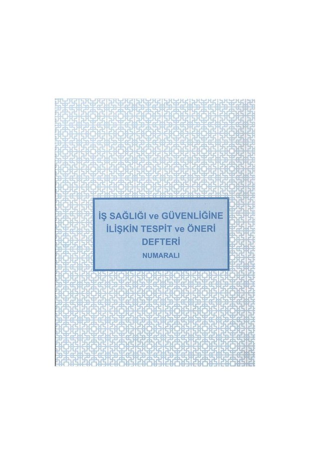 Notebook of Identification and Recommendations on Occupational Health and Safety 20X27 Numbered Cardboard Cover 3 Nüsha 150 Ya