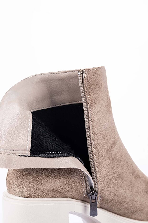 Feray Kadın Vizon Süet Topuklu Bot – Kışlık Rahat Kalın Tabanlı Günlük Şık, Rahat, Zarif Bot Modeli - 6