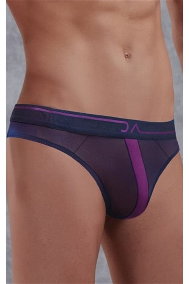 Erkek Polyamid Lacivert Transparan Tanga String 1286 - 3