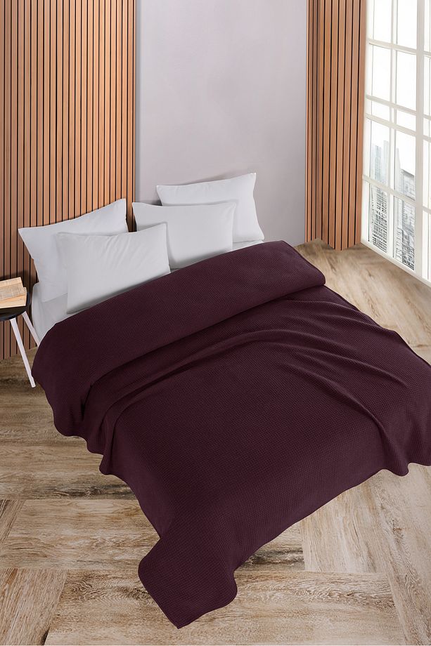 Pamuklu Aden Koyu Bordo Çok Amaçlı Yatak Örtüsü Tek Kişilik - 160x230 Cm - 2