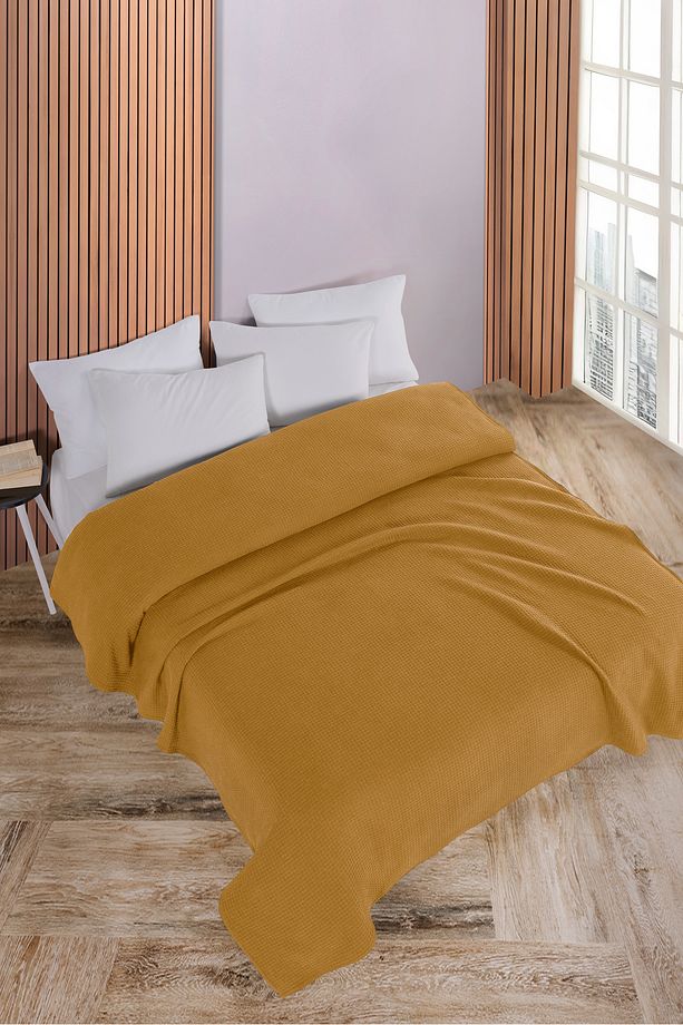Pamuklu Aden Hardal Pike Yatak Örtüsü Tek Kişilik - 160x230 Cm - 2
