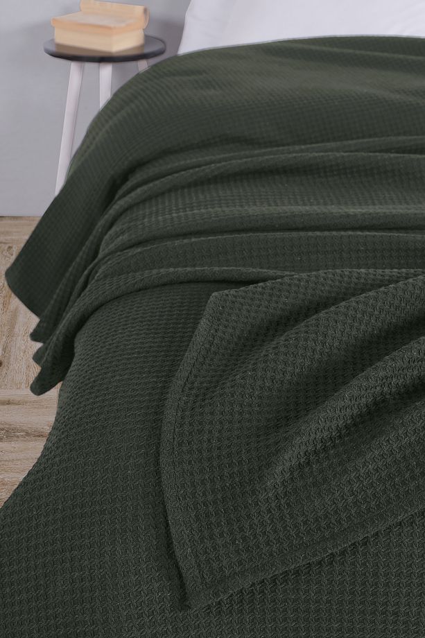 Pamuklu Aden Haki Çok Amaçlı Yatak Örtüsü Tek Kişilik - 160x230 Cm - 3
