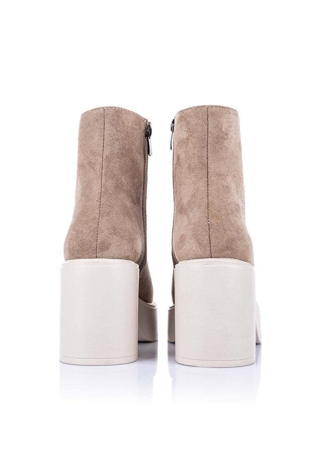 Feray Kadın Vizon Süet Topuklu Bot – Kışlık Rahat Kalın Tabanlı Günlük Şık, Rahat, Zarif Bot Modeli - 4