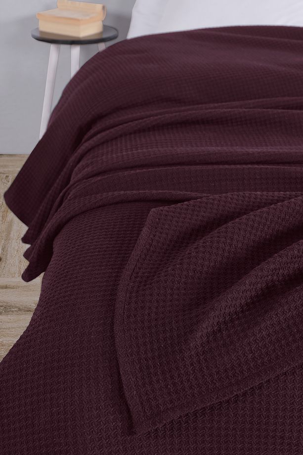 Pamuklu Aden Koyu Bordo Çok Amaçlı Yatak Örtüsü Tek Kişilik - 160x230 Cm - 3