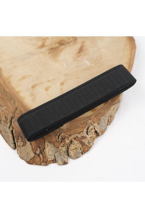 Polyester 2.5 cm Siyah Bel Paça Yassı Geniş Lastik Lateks Ürün - Elastik Bant - Don Lastiği 1 Metre - 1