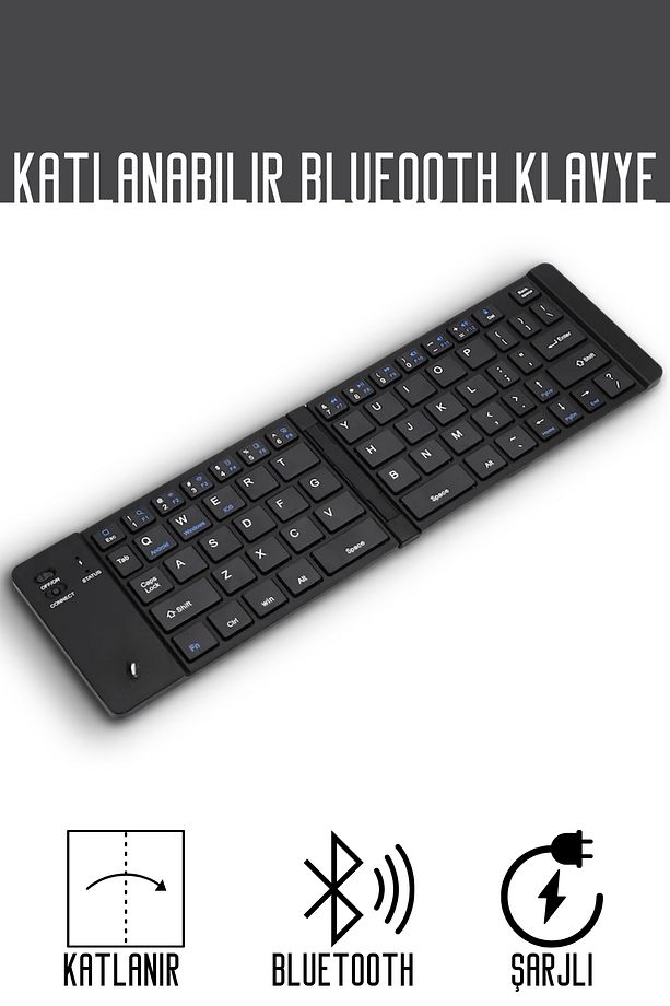 PL-377 Ultra ince Katlanabilir Android/iOS/Sistem Uyumlu Kablosuz Bluetoothlu Klavye - 1