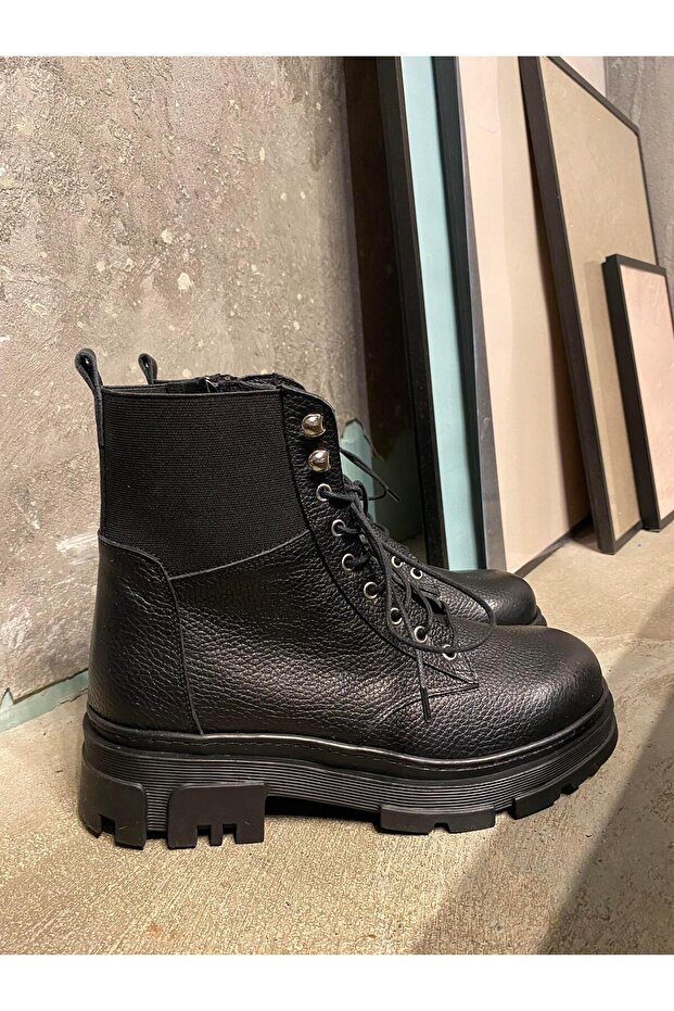 Bileği Lastikli Siyah Bot - 3