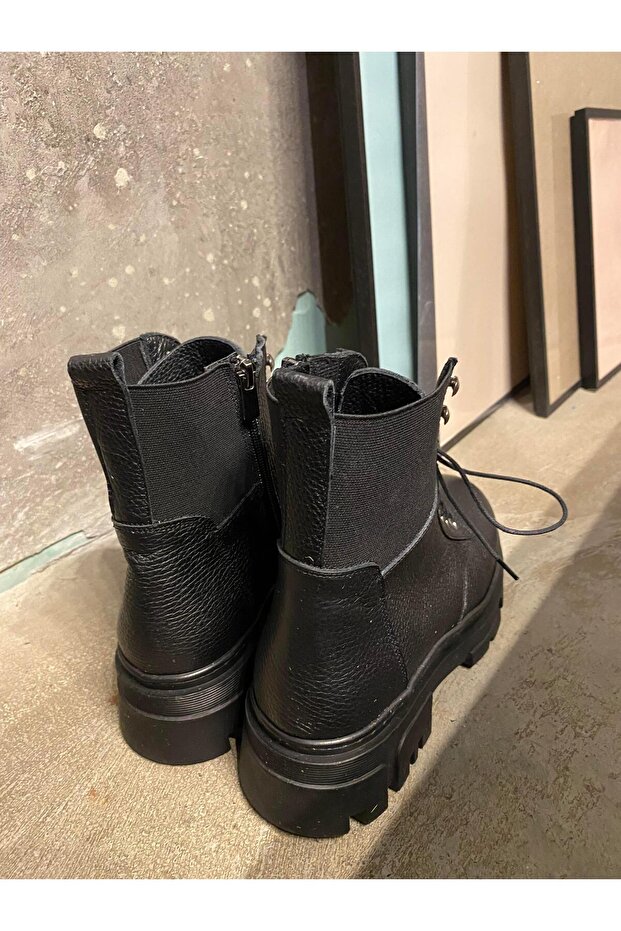 Bileği Lastikli Siyah Bot - 2