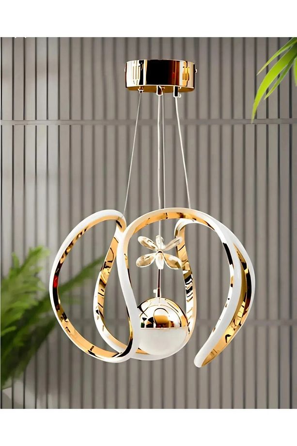 Damla Tek Toplu Taçlı Ledli Gold 3 Renk Ledli - Led Avize Aydınlatma - 1