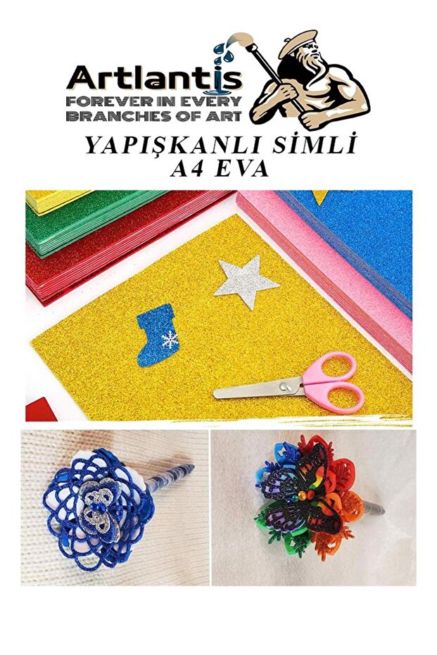 Yapışkanlı Simli Eva Siyah A4 20x30 5 Adet 1 Paket Hobi Okul Öncesi Kreş Anasınıfı Eva Yapışkanlı Si - 7