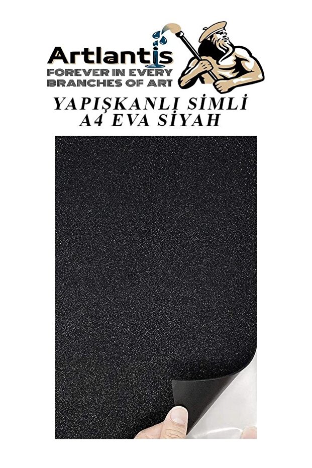 Yapışkanlı Simli Eva Siyah A4 20x30 5 Adet 1 Paket Hobi Okul Öncesi Kreş Anasınıfı Eva Yapışkanlı Si - 3