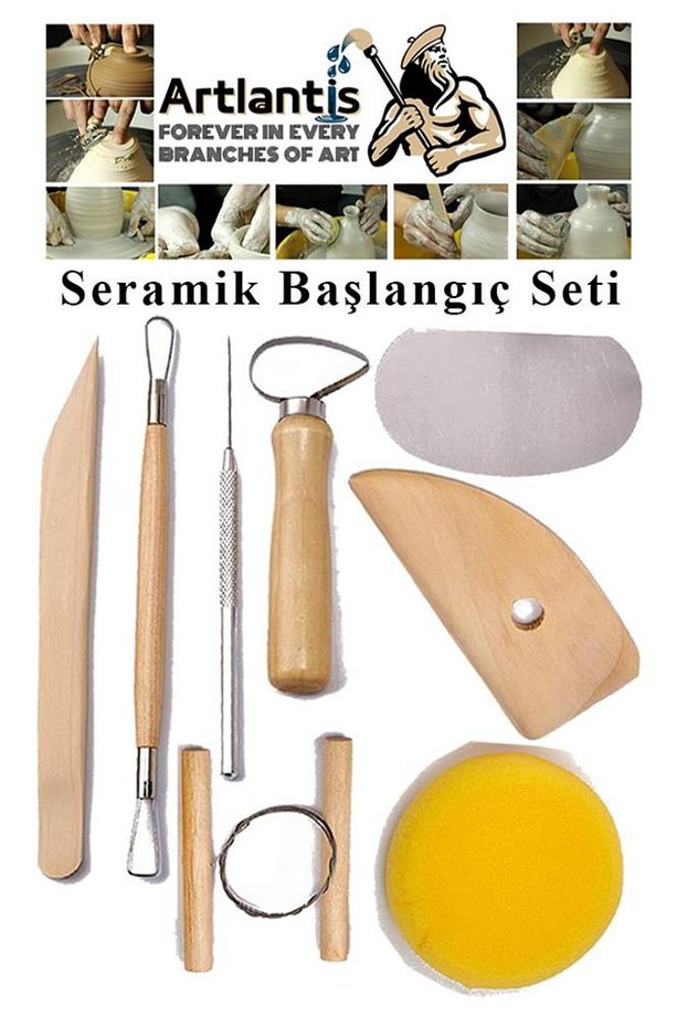 Seramik Başlangıç Boyama Seti 24 Parça 1 Paket Kil Hamuru Fırça Palet Akrilik Boya Modelaj Modelleme - 2