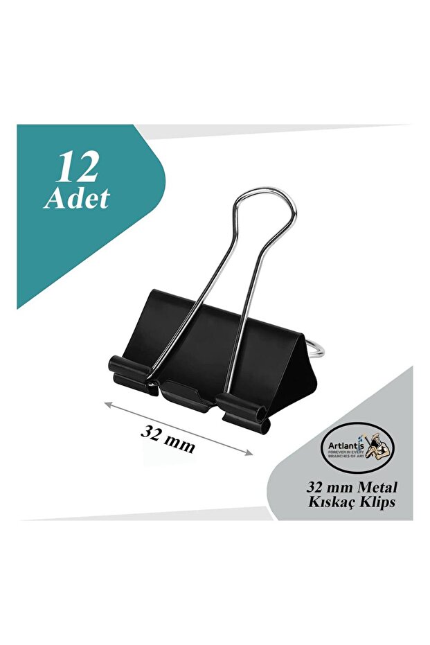 Steel Clamp Clip 32 mm 12 Pieces 1 Pack Metal Peg Binder Clips Clamp 150 Page Capacity Multi Am