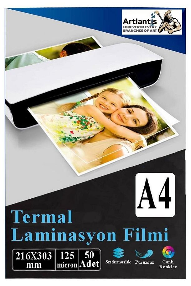 Laminasyon Filmi Parlak A4 50 li 1 Paket 125 Mikron Laminasyon Kaplama Pvc Kaplama Poşeti 50 Adet - 1