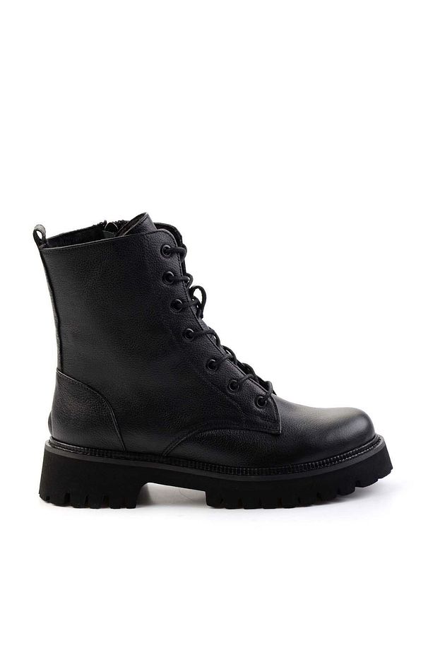 Siyah Hakiki Deri Kadın Bot & Bootie K02666420003 - 2