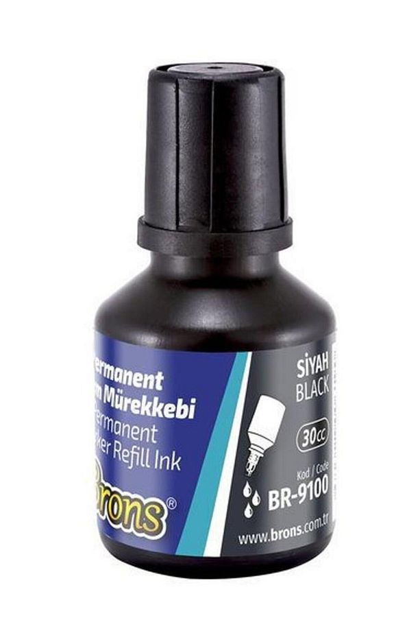 Siyah Yuvarlak Uçlu Markör Permanent Kalem 3 Adet Hı-Text Marker Mürekkep Siyah 30 Ml 1 Adet Brons K - 3