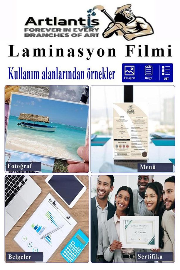 Laminasyon Filmi Parlak A4 50 li 1 Paket 125 Mikron Laminasyon Kaplama Pvc Kaplama Poşeti 50 Adet - 6