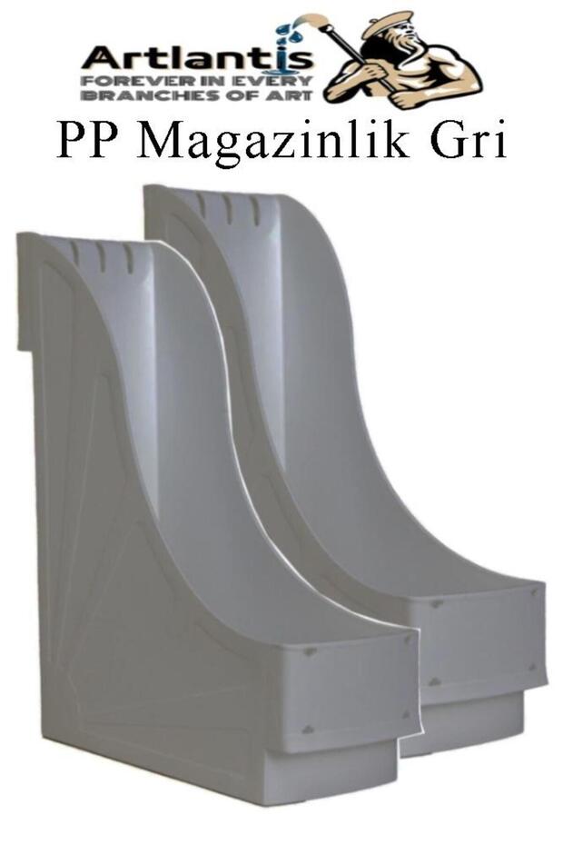 Gray Plastic Magazine Holder - 2 A4 Files and Desk Organizer Classroom Home