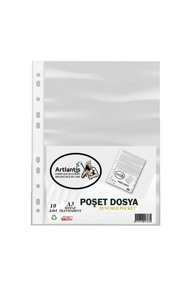 A3 Poşet Dosya Dik 10 Lu Şeffaf Föy Dosya 1 Paket Ofis Okul Büro Kenarı Delikli Poşet Dosya - 1