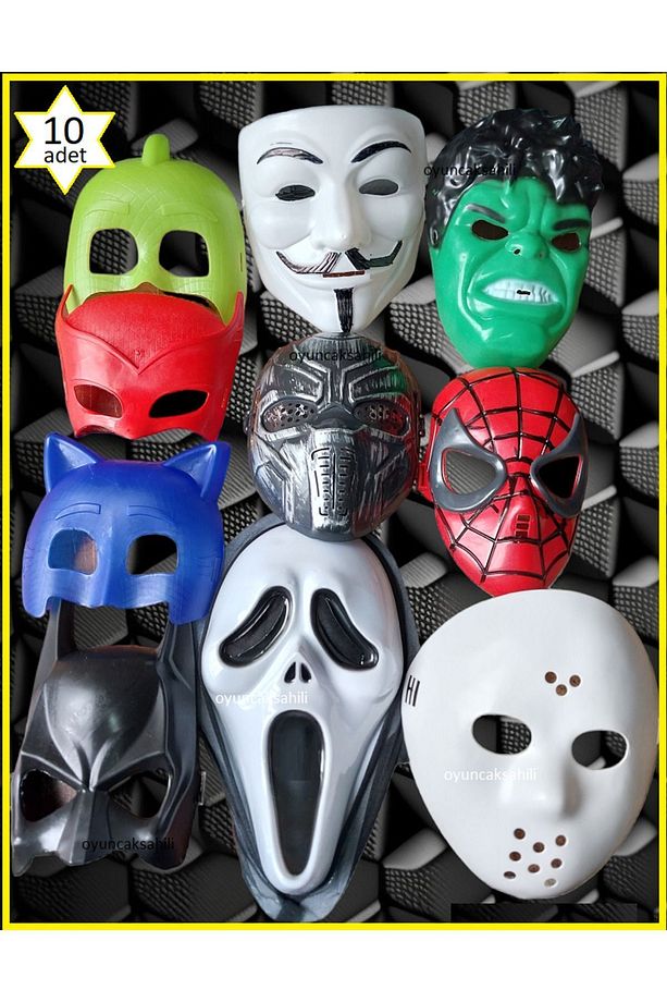 Maske Seti 10 Adet Hulk Örümcek Pijamaskeliler Gekko Spawn Jas Batman Çığlık Vendetta - 1