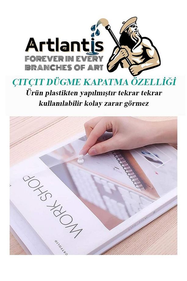 A3 Çıtçıtlı Dosya Şeffaf 5 Adet A-3 Çıtçıtlı Zarf Dosya Transparan 47x33.5 Cm Büyük Boy Çıtçıtlı Dos - 4