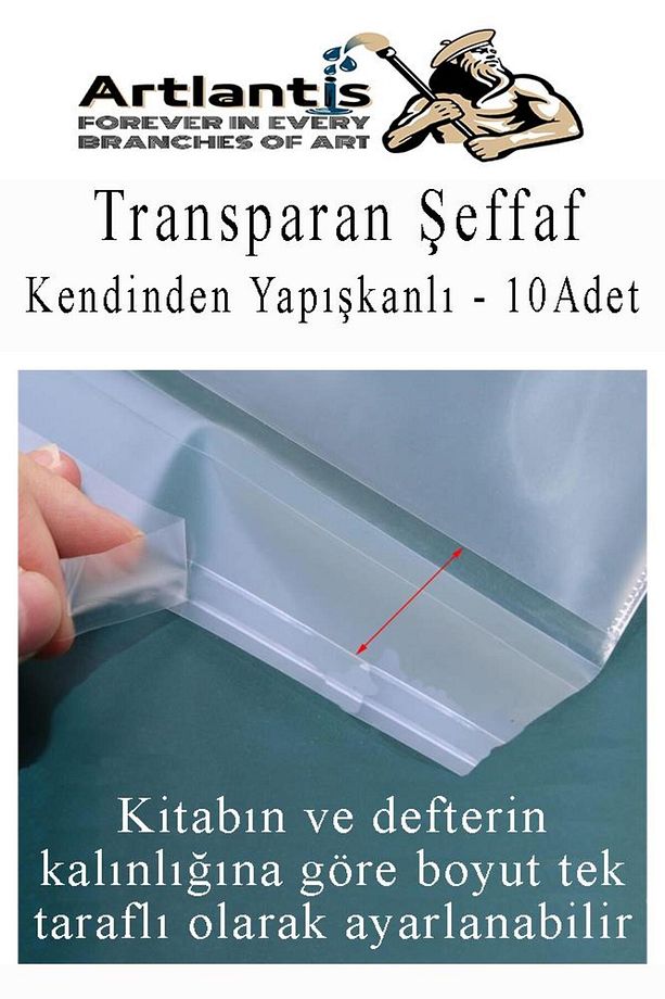 Hazır Kitap Kaplığı Şeffaf Buzlu Mavi 10 Adet 1 Paket Cırtlı Ayarlanabilir Kendinde Yapışkanlı Kaplı - 3