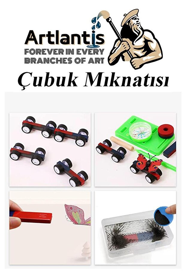 Çubuk Mıknatıs Deney Malzemesi 6 Adet Okul Projeleri İçin I Şekilli Çubuk Mıknatıs Kırmızı Mavi Boya - 7