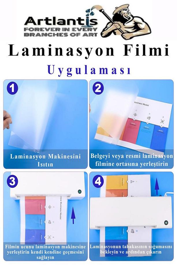 Laminasyon Filmi Parlak A3 50 li 1 Paket 125 Mikron Laminasyon Kaplama Pvc Kaplama Poşeti 50 Adet - 3