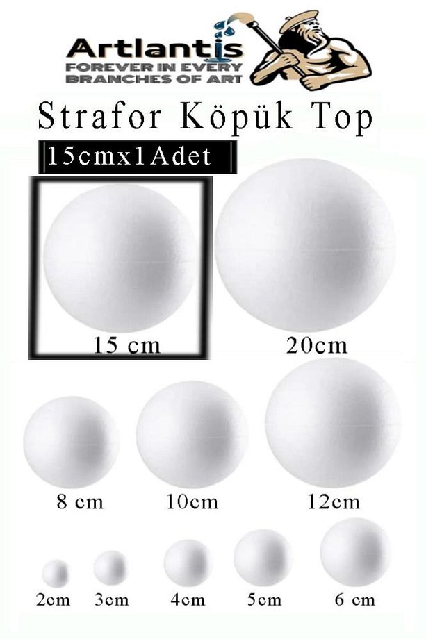 Strafor Köpük Top 15 cm 1 Adet Köpük Top Küre Toplar Yuvarlak Strafor Köpük Top Okul Deney Hobi Sana - 1