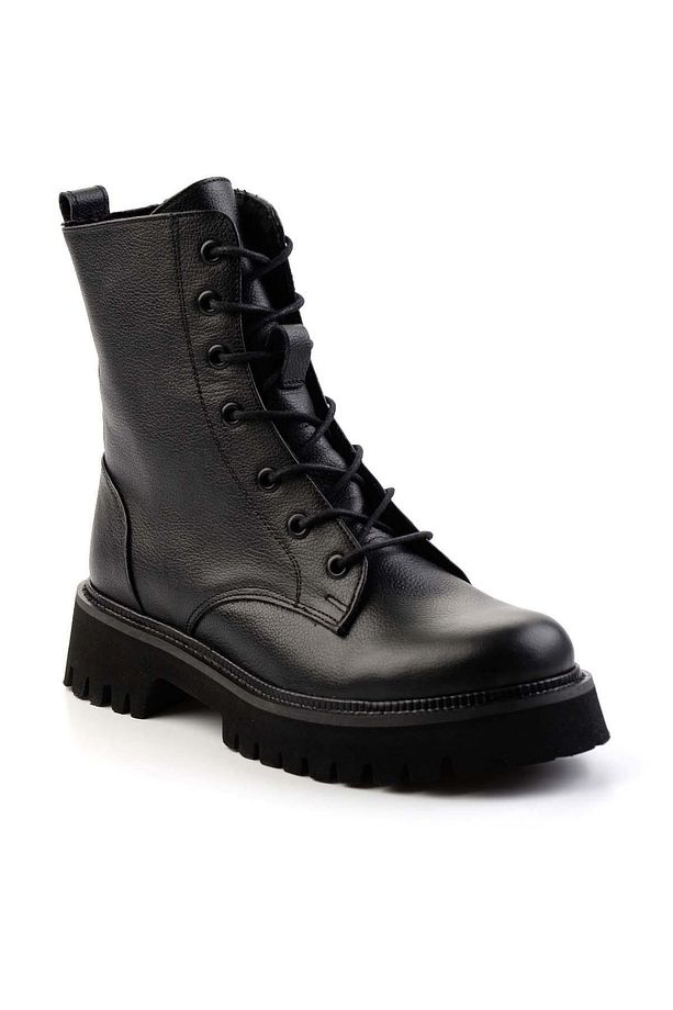 Siyah Hakiki Deri Kadın Bot & Bootie K02666420003 - 3