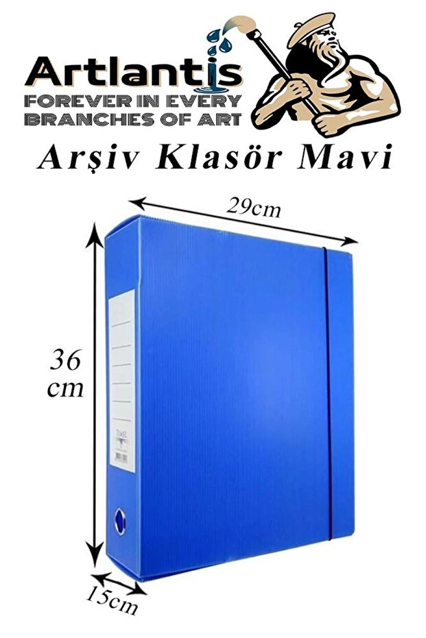 29X36X15Cm Blue Archive and Project Box - 1 Piece, Plastic with Rubber, for Office School