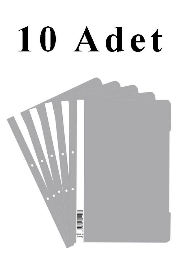 10 Adet A4 Gri Telli Dosya 1 Paket Ekonomik Kaliteli Telli Dosya Ofis Büro Okul - 1