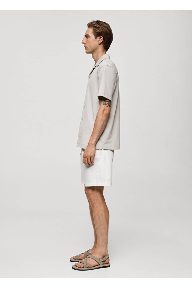 Bowling Yakalı Pamuklu Gömlek - 7