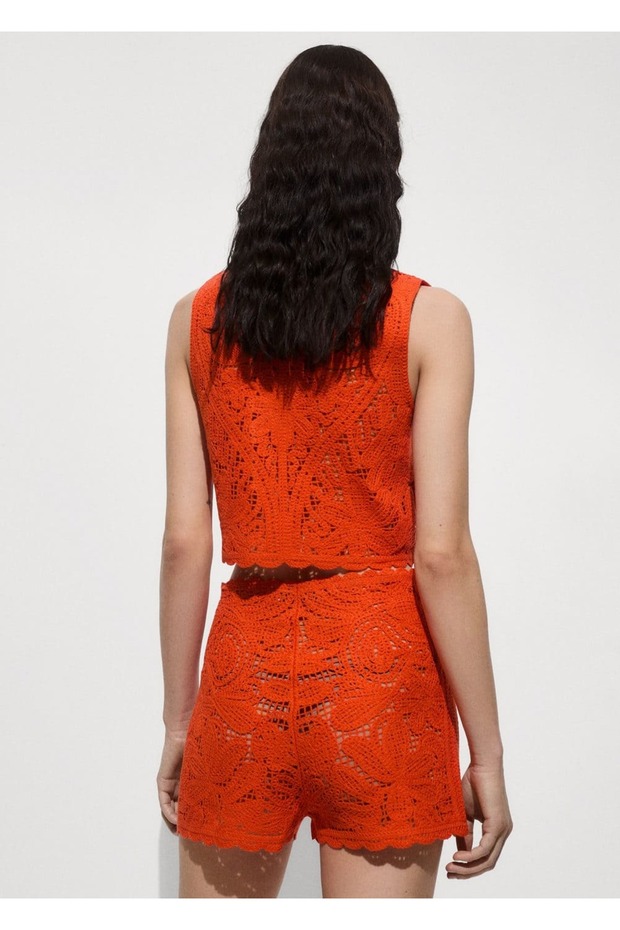 Kroşe çiçekli bluz - 4