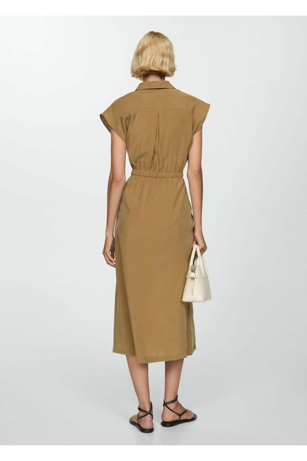 Düğmeli modal elbise - 4