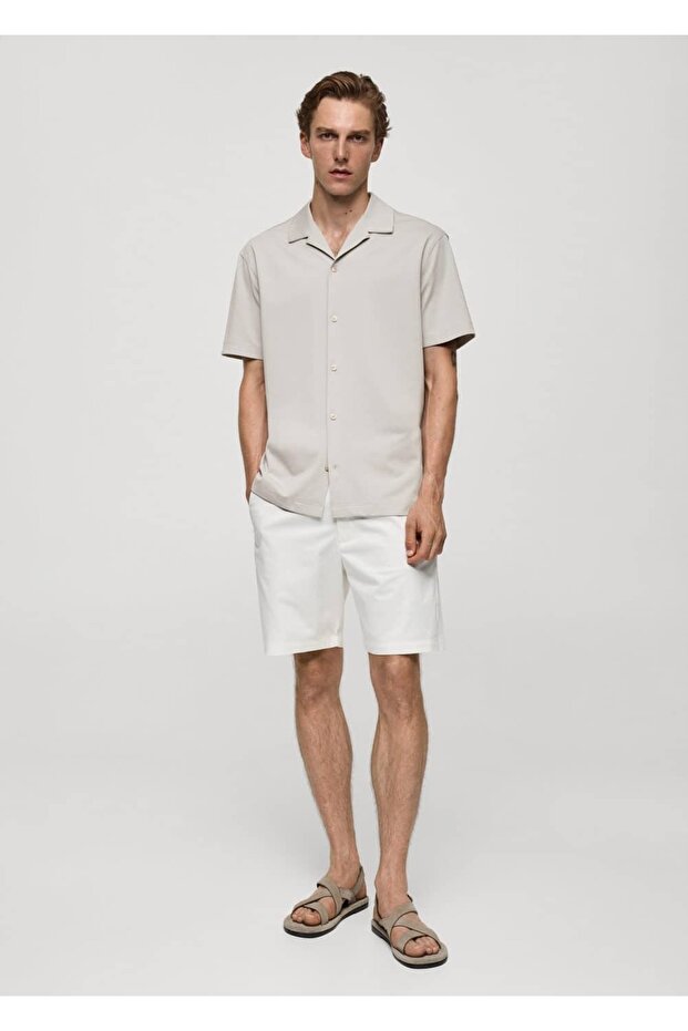 Bowling Yakalı Pamuklu Gömlek - 2