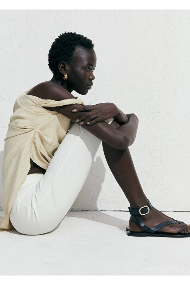 Deri bantlı sandalet - 2