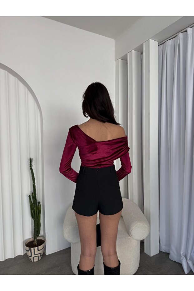 Kadife çapraz bluz - 3