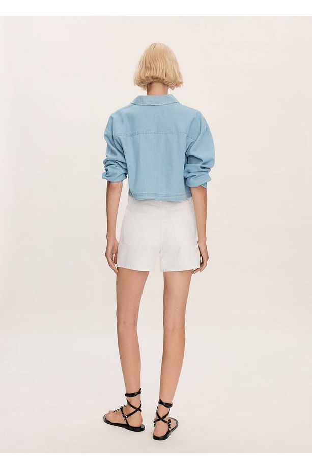 Yüksek belli denim şort - 7