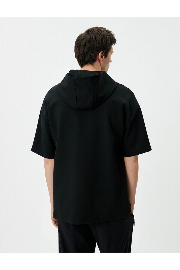 Sweatshirt Eşofman Üstü Baskılı Kapüşonlu Kısa Kollu - 4