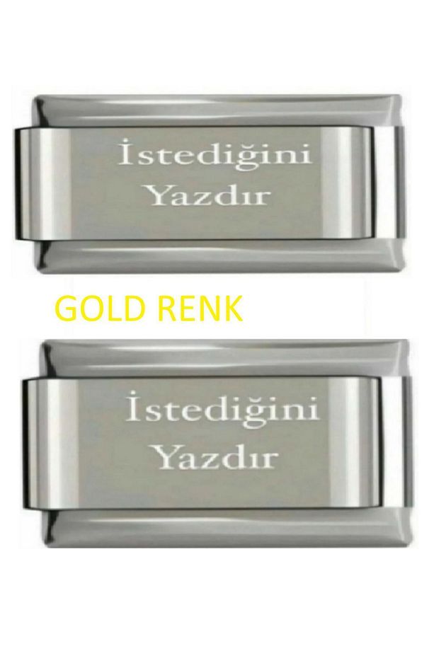 Nomimation Isim Charm Gold Baş Harf Charm Tarih Charm Isminizi Yazdırın 2 Adet Fmaccesories - 1