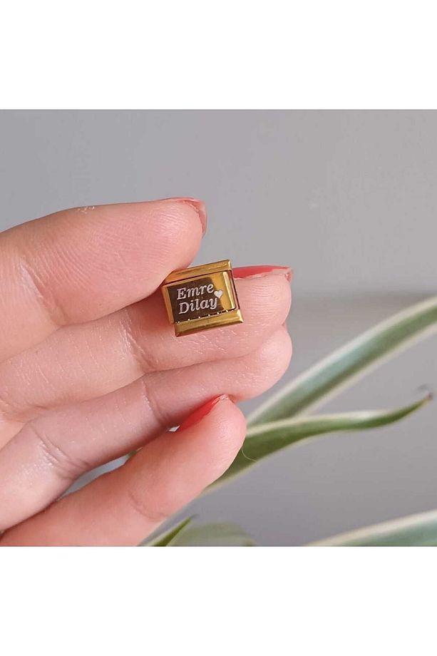 Nomimation Isim Charm Gold Baş Harf Charm Tarih Charm Isminizi Yazdırın 2 Adet Fmaccesories - 3