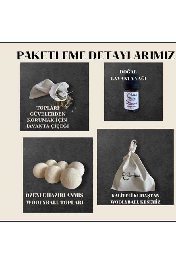 Yün Çamaşır Kurutma Makinası Topu-6 Adet Xl %100 Organik (5 ML ESANS HEDİYE) - 6