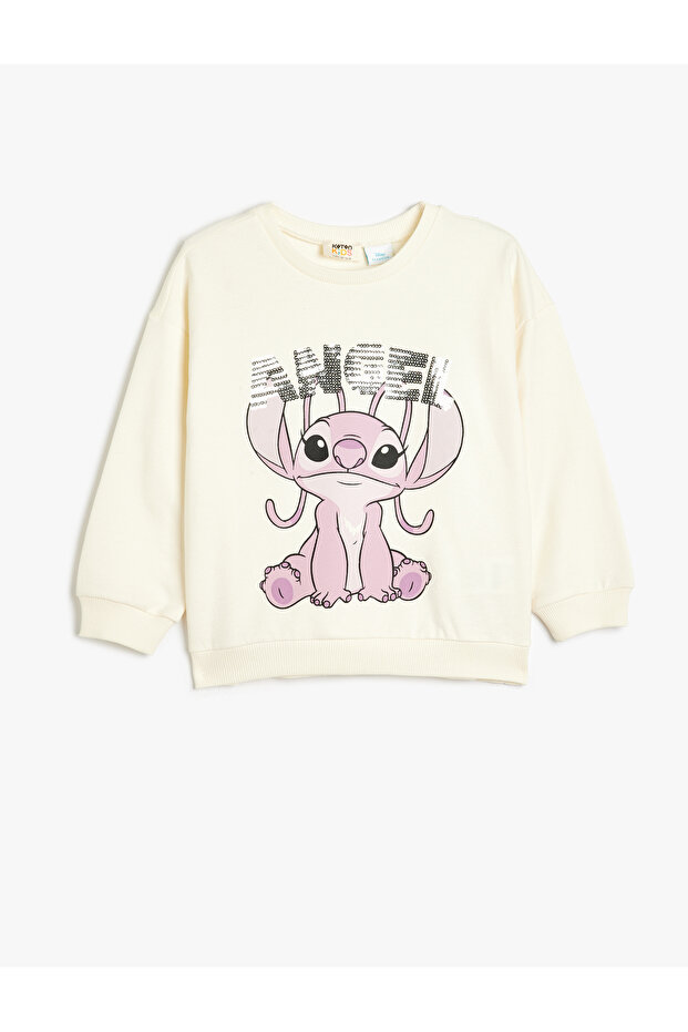 Stitch Sweatshirt Licensed Long Sleeve Crew Neck Sequined Embroidered