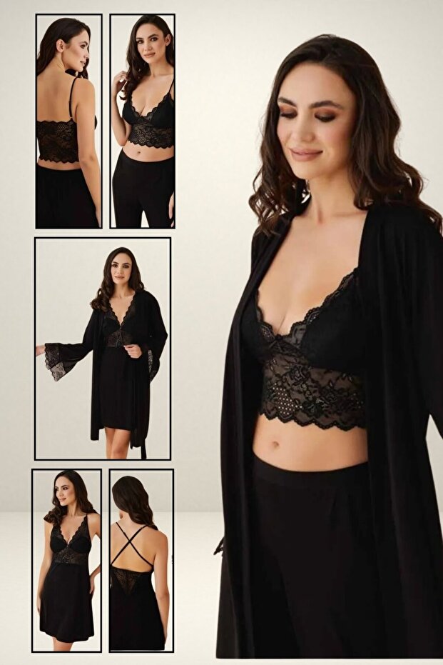 Women's Nightgown Dressing Gown Dowry Cotton Pajamas Set