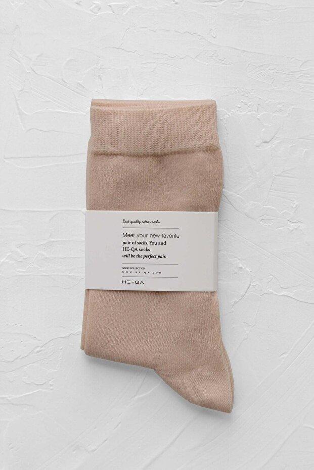 Düz Soket Çorap Bej - 1