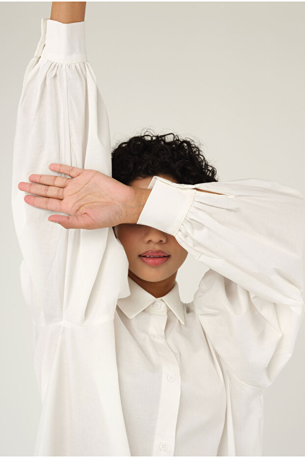 Balon Kol Gömlek Beyaz - 4