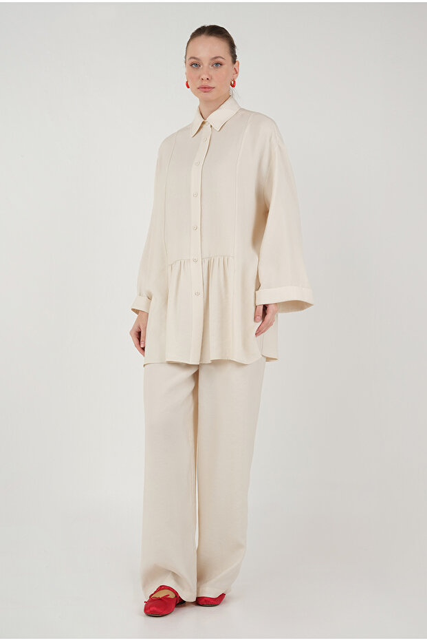 Bone Patterned Drawstring Waist Shirt - 2